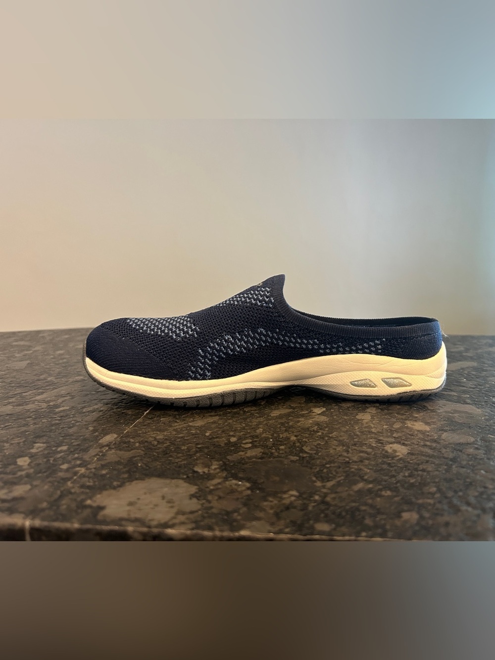 Skechers Navy Blue Commute Time In Knit To Win Open Back Slip-On Sneaker